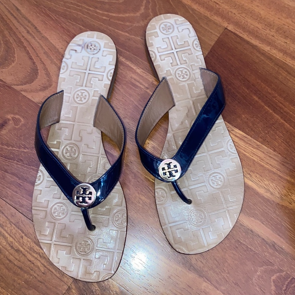 Size 10 blue patent leather Tory Burch